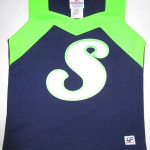 Navy and Neon Green Cheerleader Uniform 32" Chest